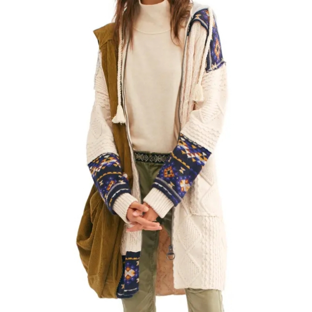 Free People Sweater Coat Capture The Moment Heavy Weight Chunky Knit Sm & Md NWT - Picture 14 of 15